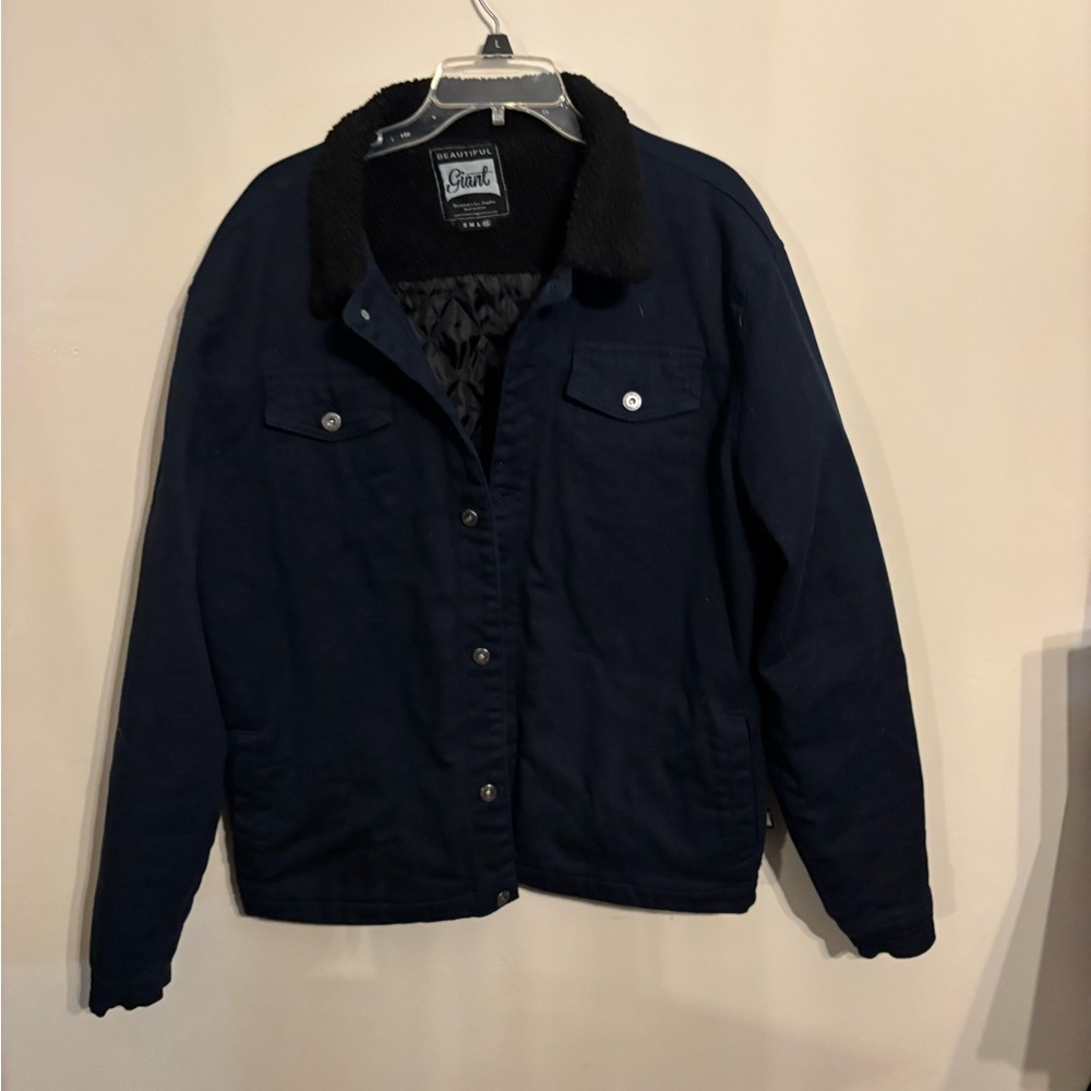 Giant Navy Sherpa-Collar Bomber Jacket